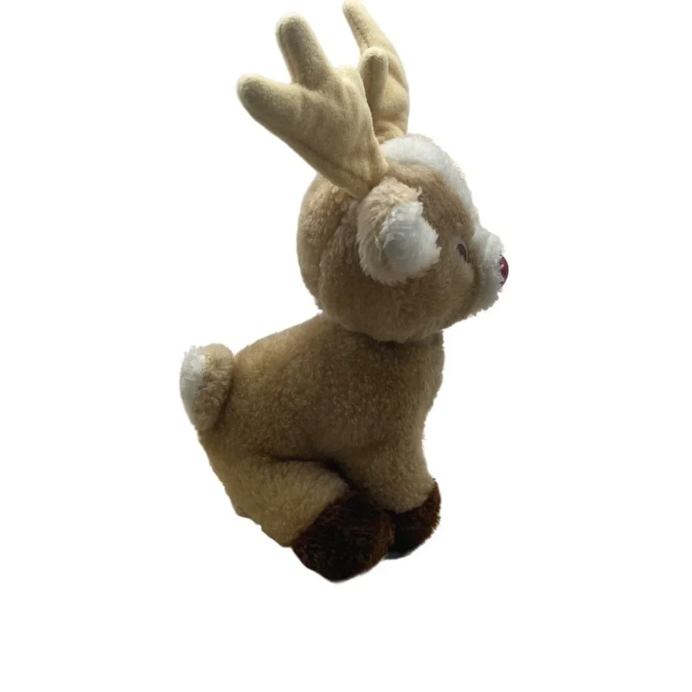 Russ Roscoe the Red Nosed Reindeer‎ Deer Buck Stuffed Plush Animal Toy 9 Inch